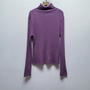 2025秋冬紫色显白高领套头针织衫 显瘦百搭打底毛衣上衣M663 女修身