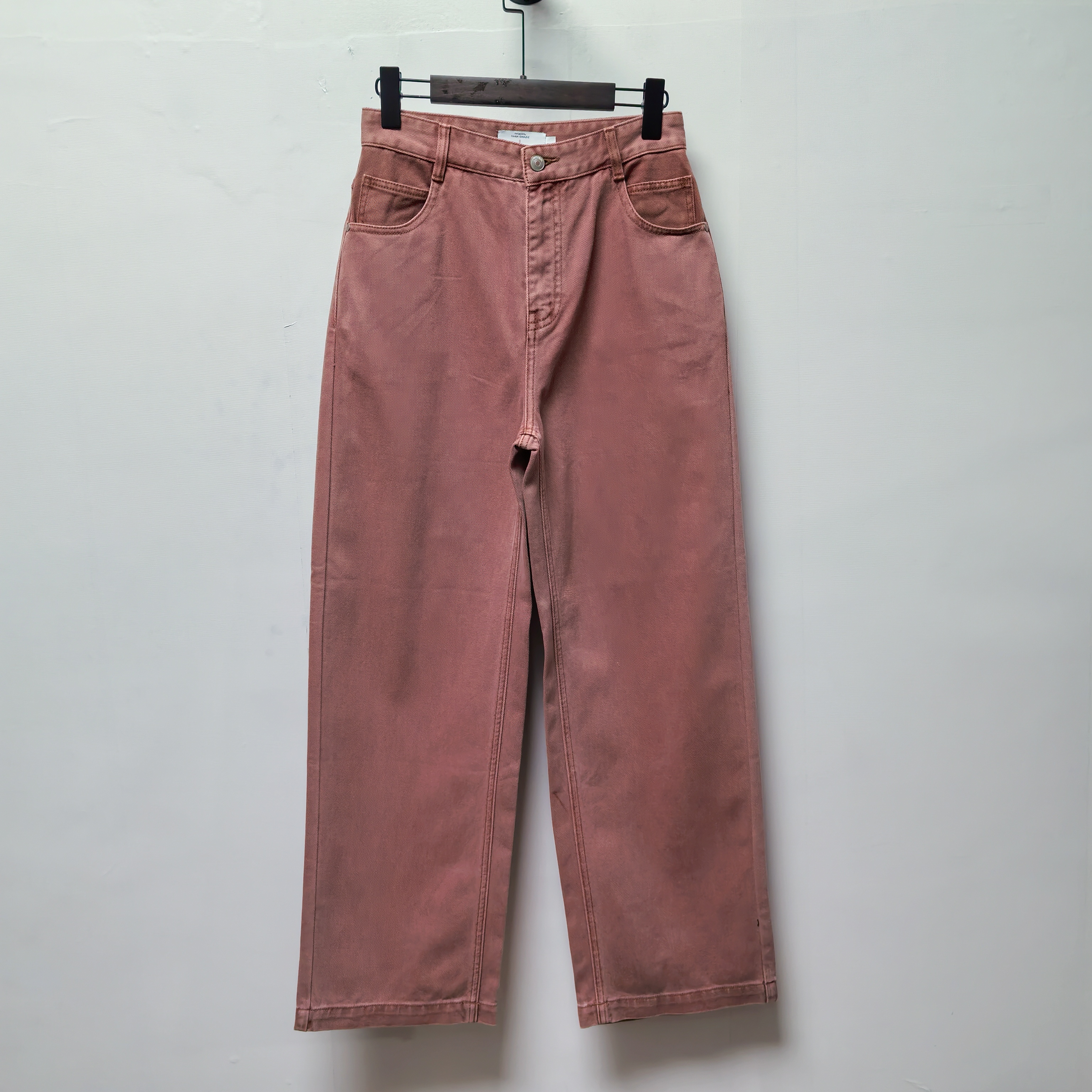 去标休闲纯棉深粉色直筒裤2025春秋装简约百搭长裤女士牛仔裤微瑕
