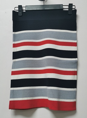 设计师样板去标2025夏季时尚条纹针织半身裙女短裙K144（微脏）