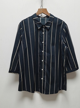 M尾货去标条纹衬衫韩系2025春夏款女衬衣松弛感显瘦休闲上衣P480