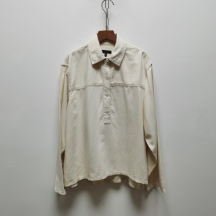 外套1453微瑕疵 宽松进口牛仔棉大半开襟廓形衬衫 g去标复古长袖