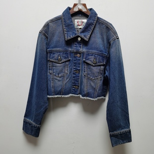 女装 新品 港风百搭宽松毛边短牛仔夹克外套C550 衣2026春秋季 芮版