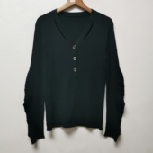 V领纯色高弹针织衫 设计师镂空样版 去标通勤百搭春秋季 上衣3111