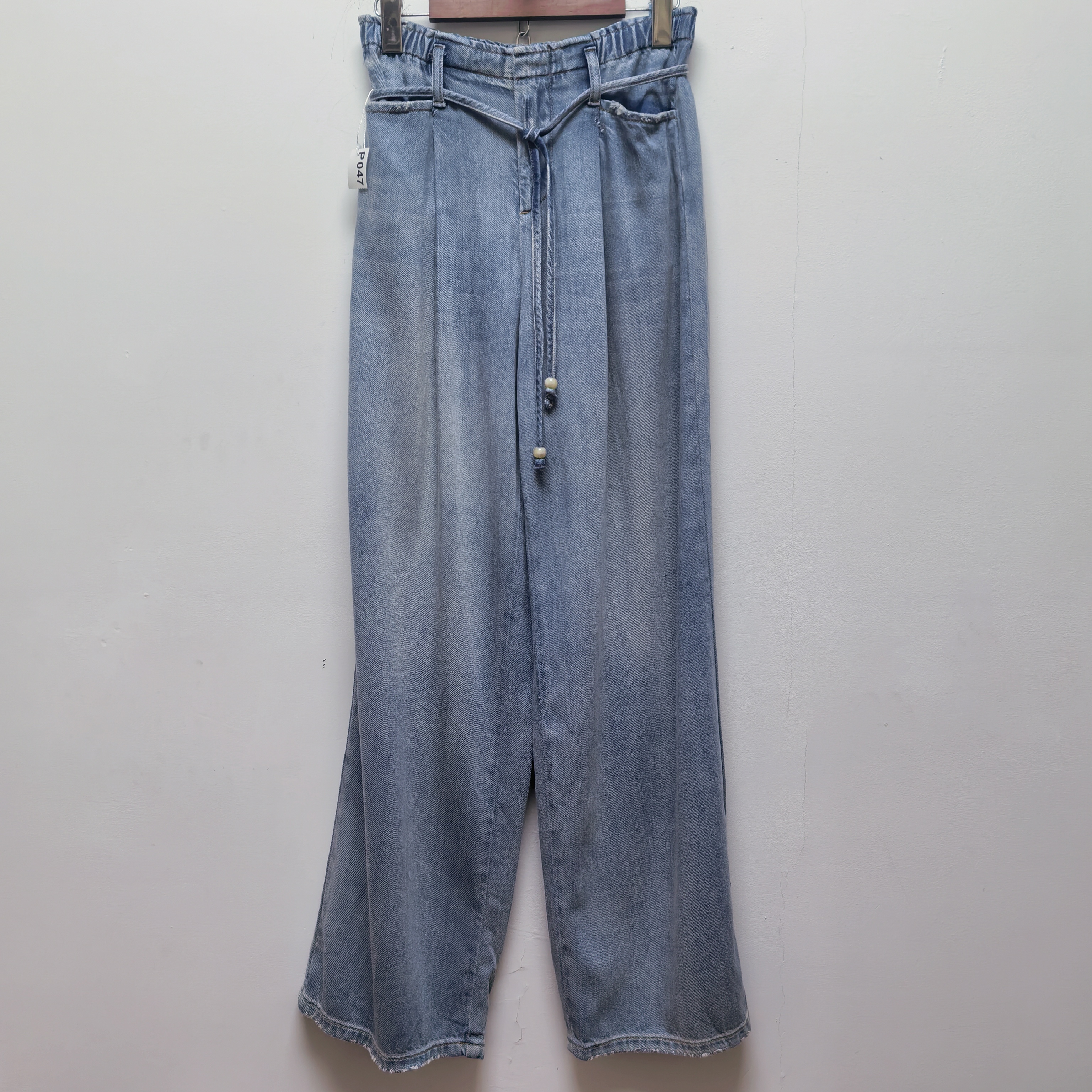 2025春秋新款时尚百搭高腰显瘦直筒牛仔裤女宽松阔腿拖地长裤P047