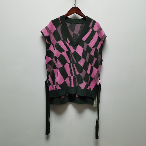 去标针织衫马夹女秋季新品复古风V领经典款套头针织无袖背心1839