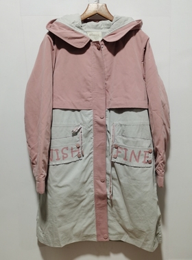 艺去标中长款棉衣棉服女士秋冬新款加厚风衣款休闲收腰棉袄4F06