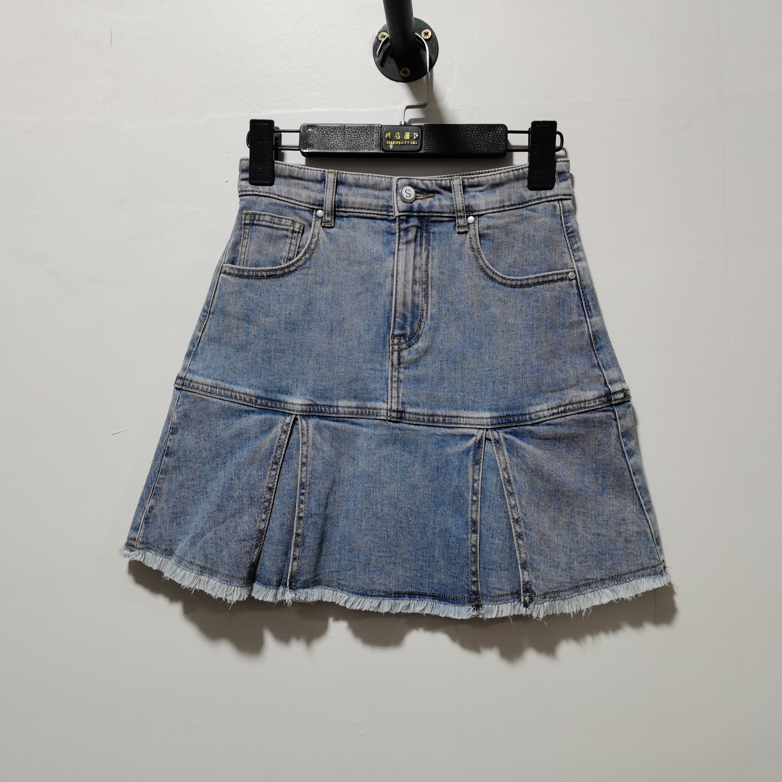 歌系列去标夏季新品高腰显瘦百搭休闲A字牛仔半身裙短裙1B5J2E240
