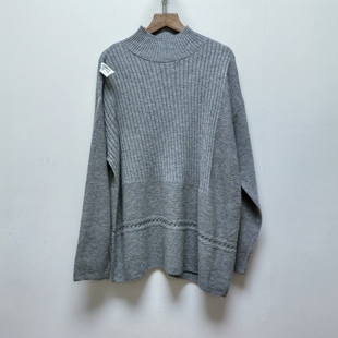 上衣M730 宽松显瘦百搭打底衫 2025秋冬新款 灰色半高领套头针织衫