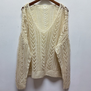 百搭宽松镂空针织罩衫 撤柜女装 时尚 新款 女上衣B571 去标2025春季