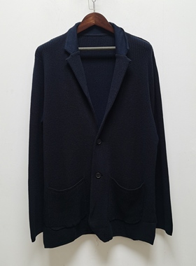 春装优雅绅士高品质棉混纺提花纹理男士针织休闲西服开衫外套D343