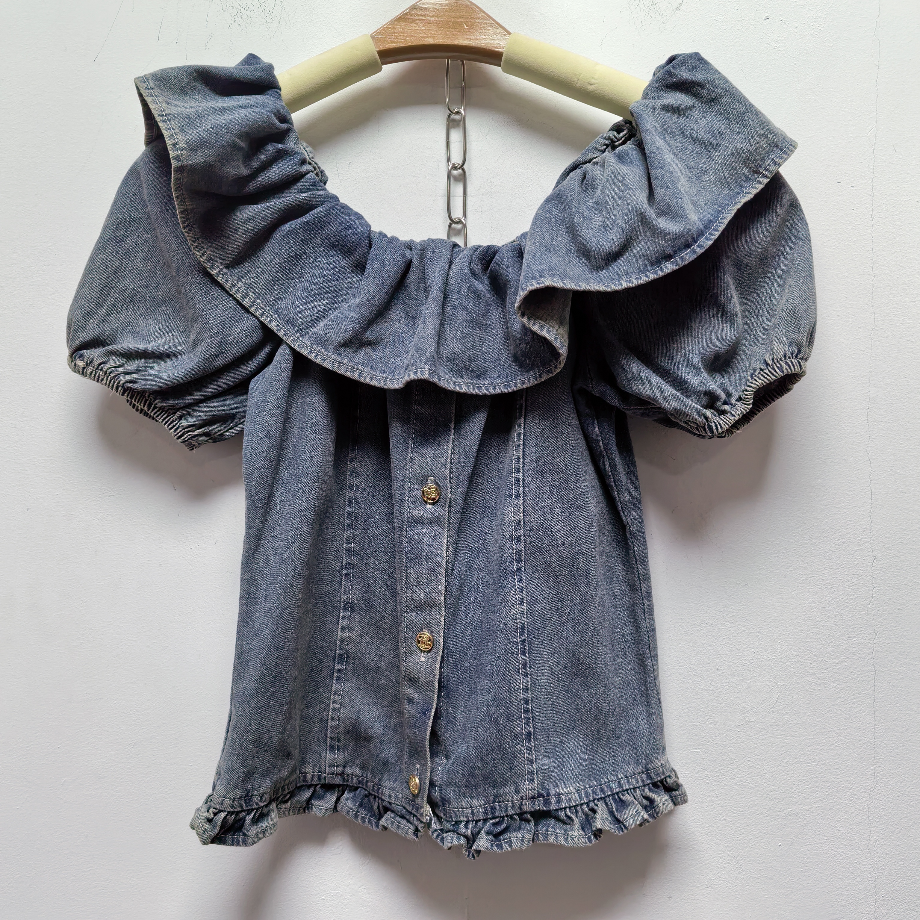 2025夏季新款女装去标复古街头感印花磨破牛仔长裤P081