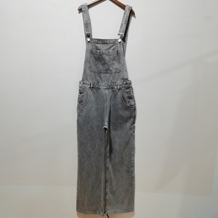 宽松直筒撞色背带裤 水洗牛仔裤 AI41LK076瑕疵 24春新款 AI商场同款