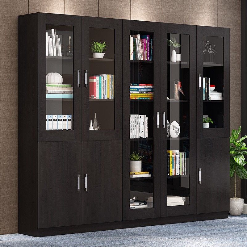 办公文件柜木质办公室资料档案柜带玻璃书柜带锁家用收纳储物柜子