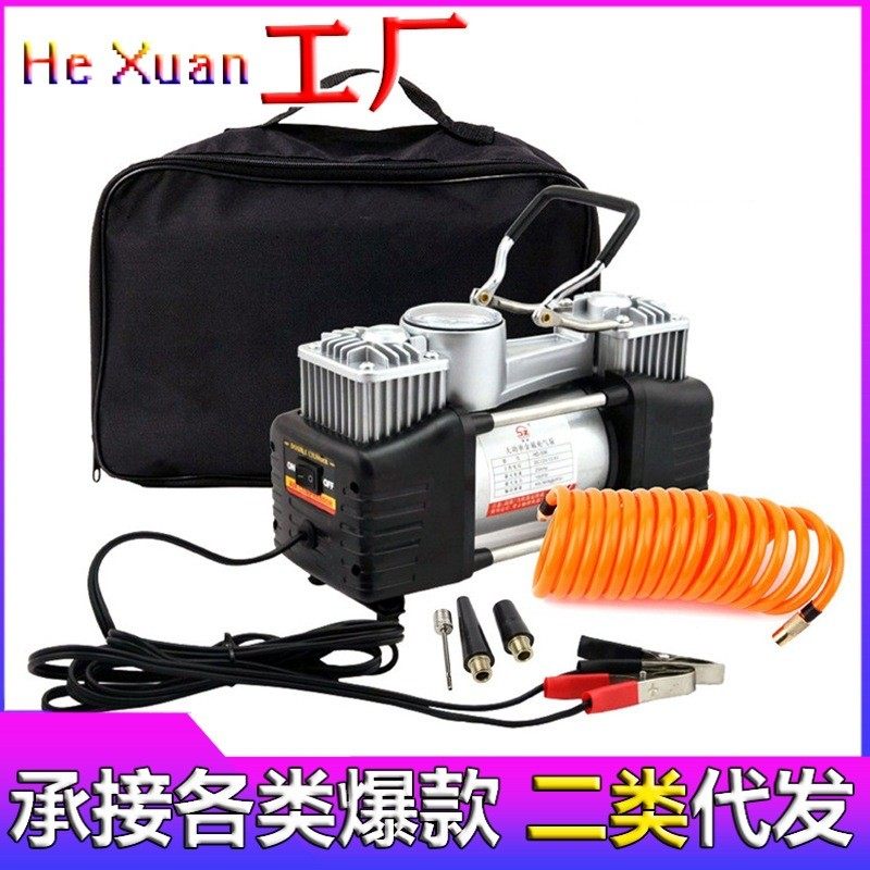 汽车双缸大功率轮胎充气泵SUV越野智能带胎压12V高压车用打气泵