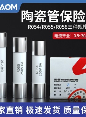 陶瓷保险丝管R055 R058 Ro54熔断器熔芯5x20mm芯子2A6A10A30A