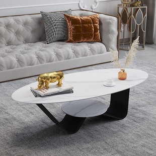 椭圆形岩板沙发茶几客厅家用轻奢意式 现代电视柜组合办公室艺术感