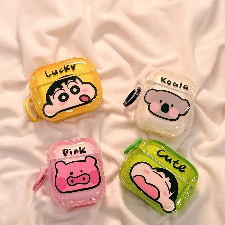 蜡笔小新卡通适用于airpods4保护壳苹果耳机保护套airpods/airpodspro保护壳蓝牙耳机盒可爱防摔带卡扣防丢