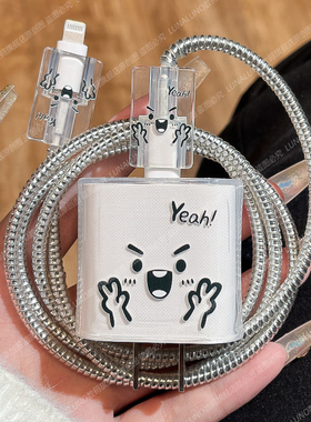 数据线保护套适用于20W苹果17air充电器保护套iPhone16plus充电线透明保护壳15promax/14快充手机防折断猫咬