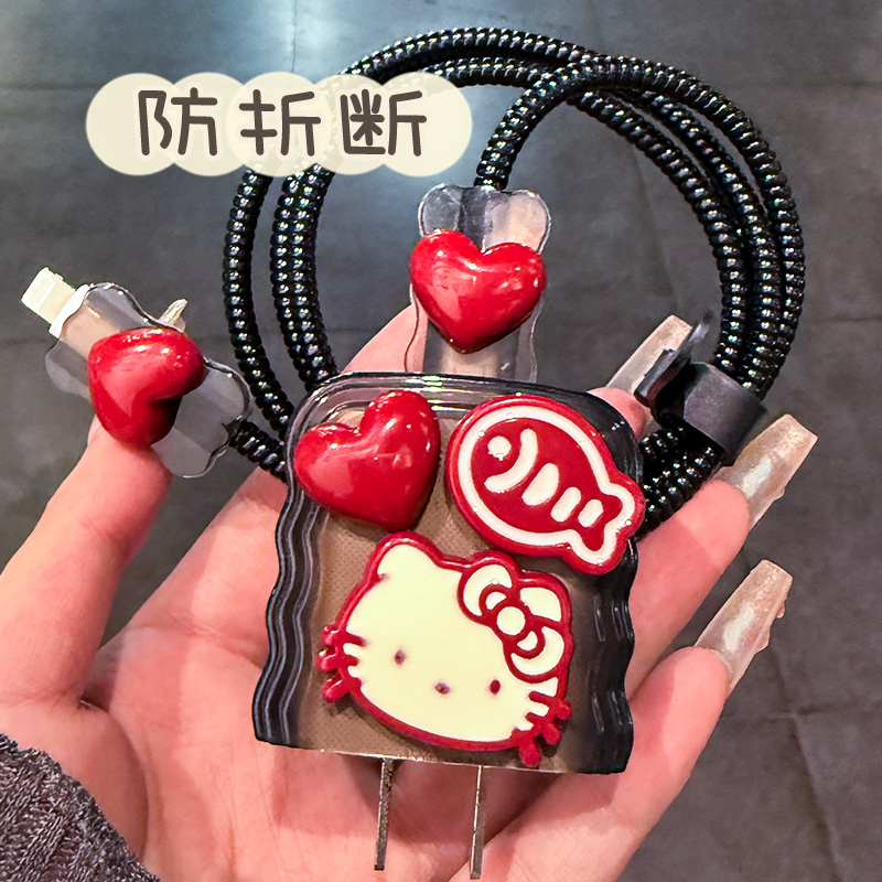 苹果充电器保护套适用iPhone17Air数据线保护套硅胶16充电线保护扣15/14手机线保护壳防折断13咬线器缠绕可爱