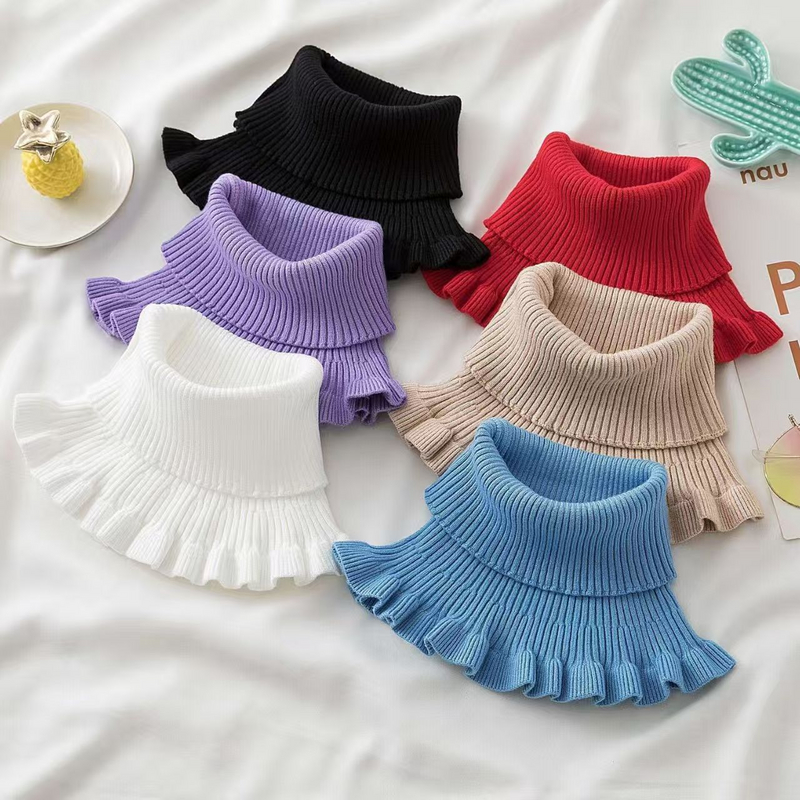 女式假衣领高领围脖护颈假领子新款秋冬防风针织保暖脖套韩版百搭