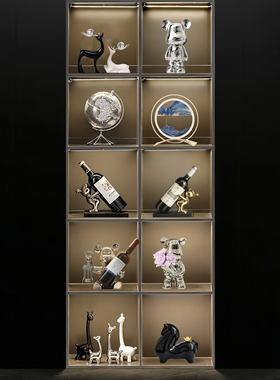 暴力熊红酒架摆件轻奢高档家居客厅餐边柜玻璃柜酒柜装饰品高级感