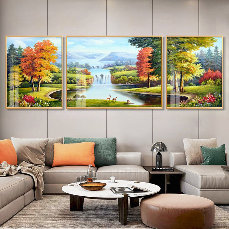 客厅装饰画轻奢三联沙发