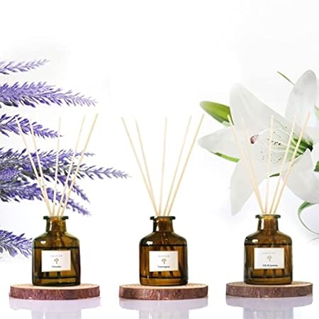 PRISTINE Garden Reed Diffuser Set， Lavender/Lemongrass/Li