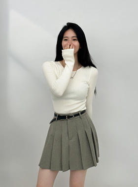 ease the label【高腰西装百褶短裙】灰色高腰显廋A字西装半身裙