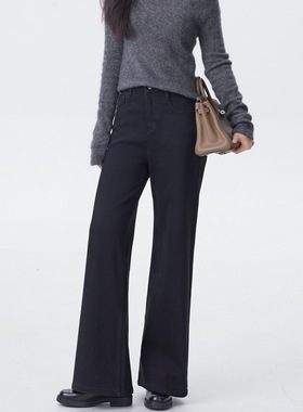 ease the label【四面弹植绒直筒裤】高腰遮胯百搭梨型身材直筒裤