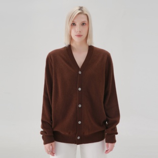 ease the label【100羊毛V领针织开衫】随性百搭慵懒感宽松毛衣