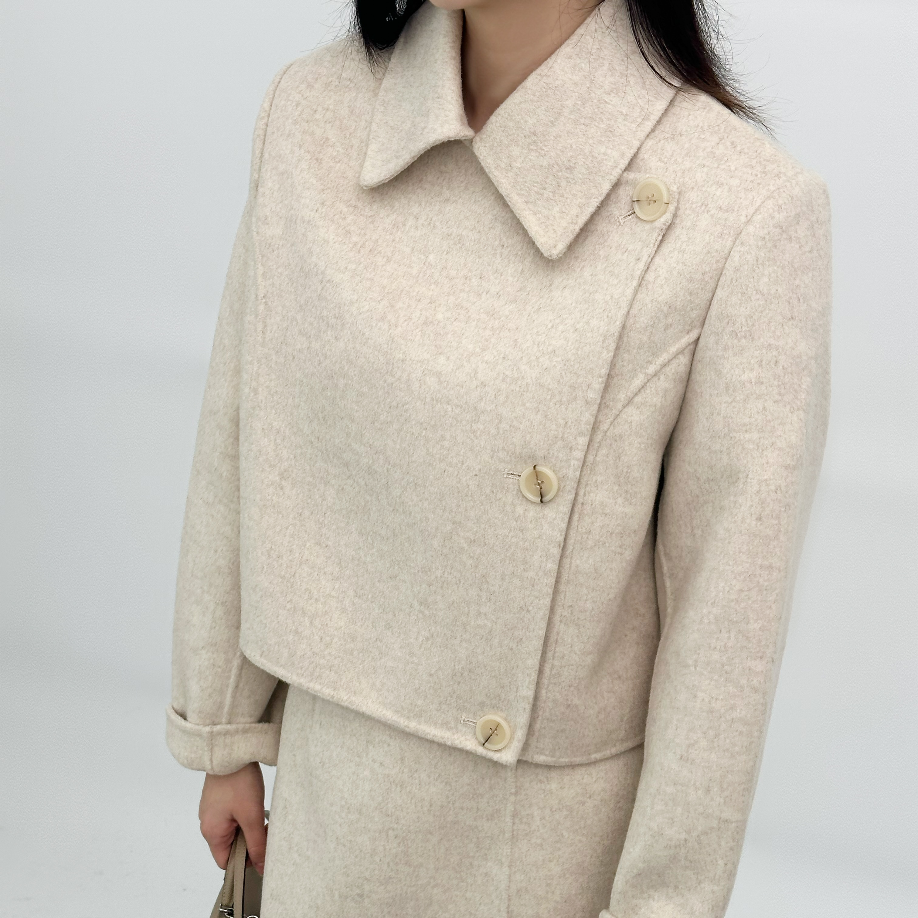 现货羊毛名媛大衣套装精致气质