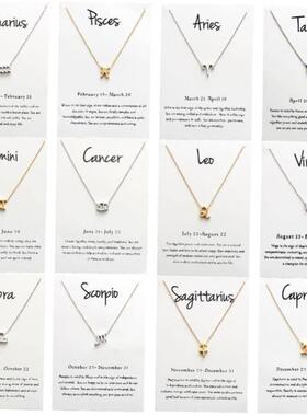 Zodiac women necklace alloy gold silver gift couple girls