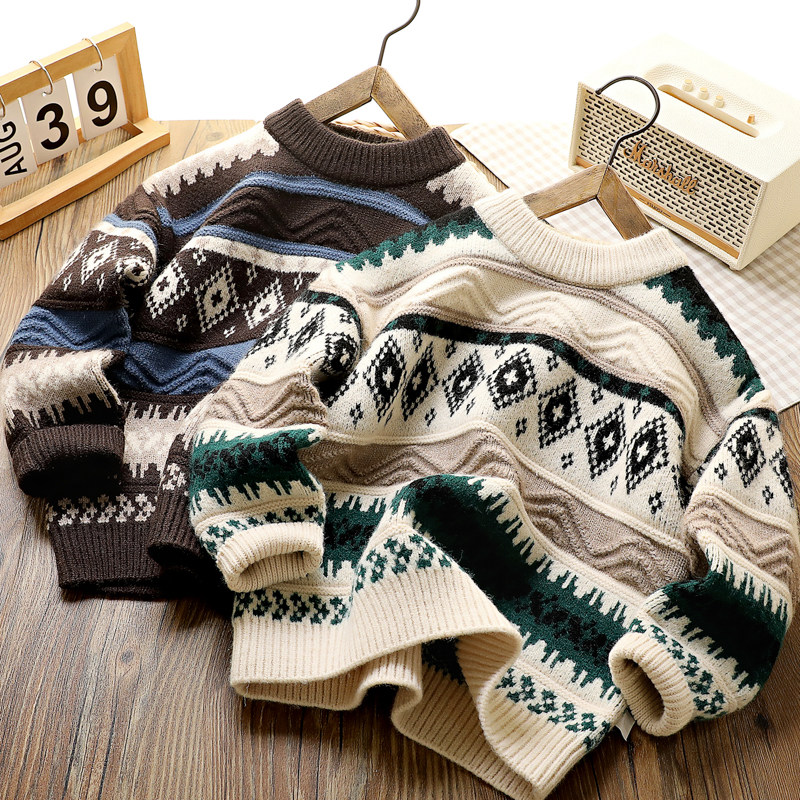 男童毛衣秋冬新儿童装中大童帅气菱形条纹休闲加厚保暖毛线衣,童装/婴儿装/亲子装,毛衣/针织衫,淘宝优惠券,粉丝福利购,淘宝优惠卷