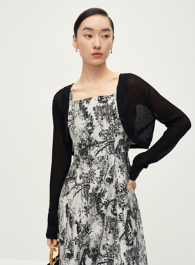 Dekashell/迪卡轩2025年夏季新款短款空调防晒开衫长袖女士针织衫