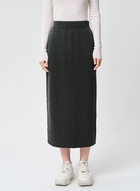 Dekashell/迪卡轩2025冬季新款羊毛针织半身裙女中长款dp