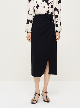 Dekashell/迪卡轩2025夏季新款半身裙女单侧开叉设计高腰显瘦