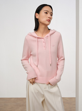 Dekashell/迪卡轩2025冬季新款连帽针织衫套头休闲绵羊毛卫衣