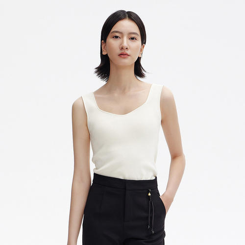 Dekashell/迪卡轩2025秋季新款黑色白色工字女士背心吊带
