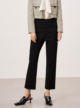 Dekashell/迪卡轩商场同款2025春季新款显瘦黑色直筒裤大码女裤子