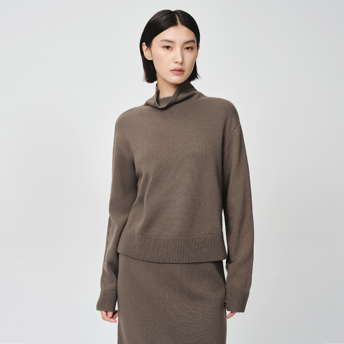 Dekashell/迪卡轩2025冬季新款女士针织衫高领长袖打底衫毛衣dp