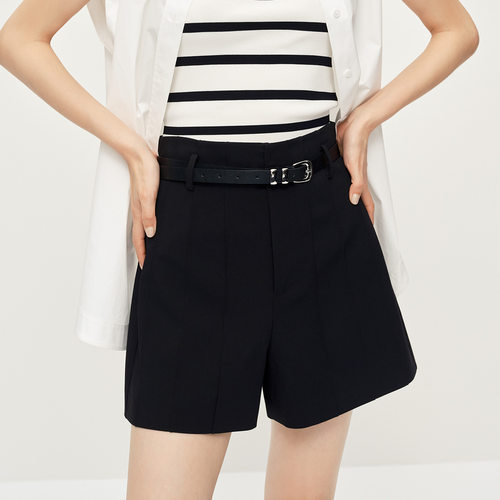 Dekashell/迪卡轩2025夏季新款高腰显瘦阔腿短裤女