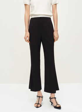 Dekashell/迪卡轩2025夏季新款黑色微喇通勤休闲裤女小个子微喇裤