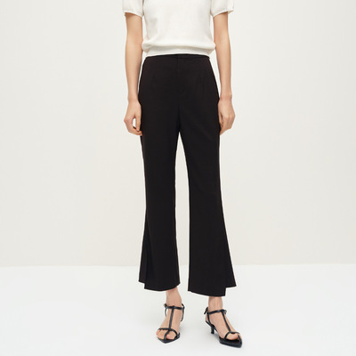 Dekashell/迪卡轩2025夏季新款黑色微喇通勤休闲裤女小个子微喇裤