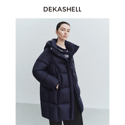 Dekashell/迪卡轩2026冬季新款连帽中长款羽绒服女冬季收腰外套