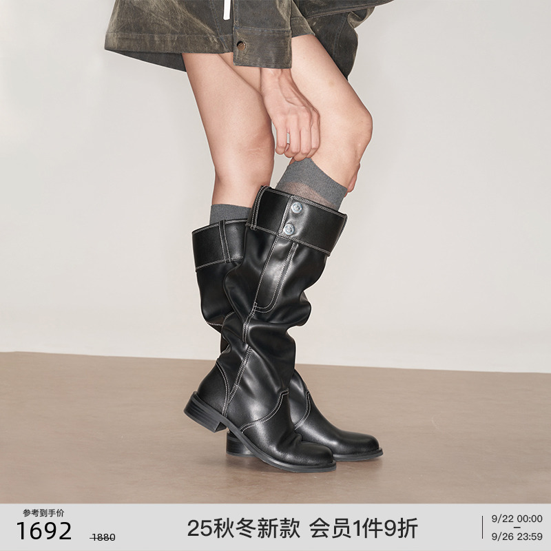 堆堆裤筒解构骑士靴 多层次褶量遮肉显瘦