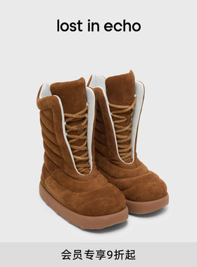宋妍霏同款lost in echo2025冬季新款羊反绒保暖厚底增高雪地靴
