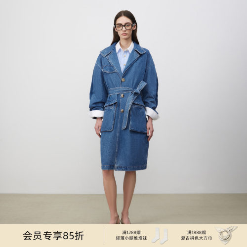 lostinecho茧型牛仔风衣外套女