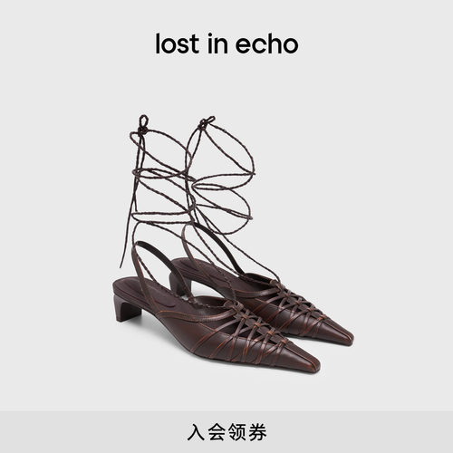 lostinecho芭蕾绑带小猫跟高跟