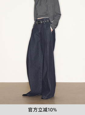 徐若晗同款lost in echo2025冬季休闲低腰无腰头阔腿及地牛仔裤
