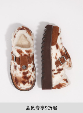 lost in echo2025冬季新款个性扣饰厚底毛毛加绒雪地包头勃肯鞋